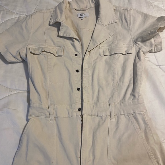 Pistola Cream Short-Sleeve Jumpsuit, 70’s Vibes, Anthropologie, Like New - Picture 7 of 7